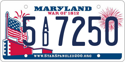 MD license plate 5AD7250