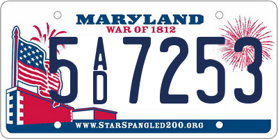 MD license plate 5AD7253