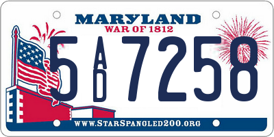 MD license plate 5AD7258