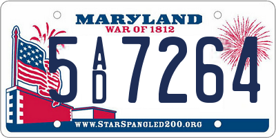 MD license plate 5AD7264