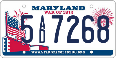 MD license plate 5AD7268