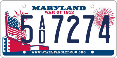 MD license plate 5AD7274