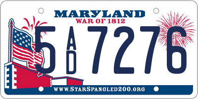 MD license plate 5AD7276