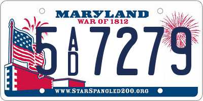 MD license plate 5AD7279