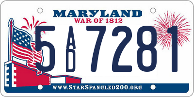 MD license plate 5AD7281