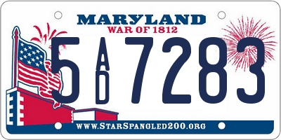 MD license plate 5AD7283