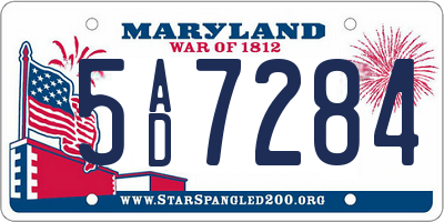 MD license plate 5AD7284