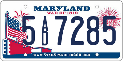 MD license plate 5AD7285