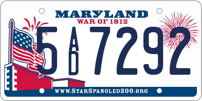 MD license plate 5AD7292