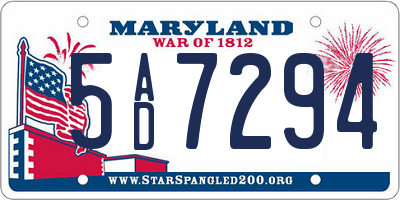 MD license plate 5AD7294