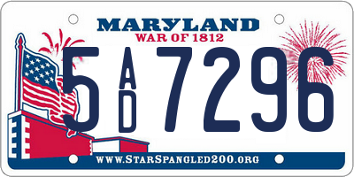 MD license plate 5AD7296