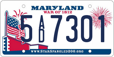 MD license plate 5AD7301