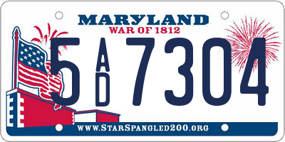 MD license plate 5AD7304
