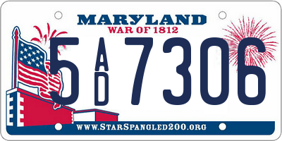 MD license plate 5AD7306
