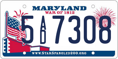 MD license plate 5AD7308