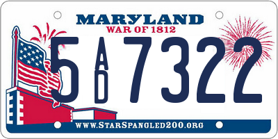 MD license plate 5AD7322