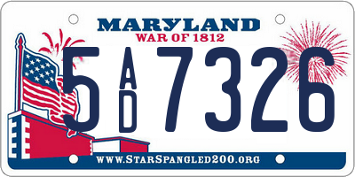 MD license plate 5AD7326
