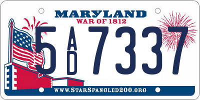 MD license plate 5AD7337