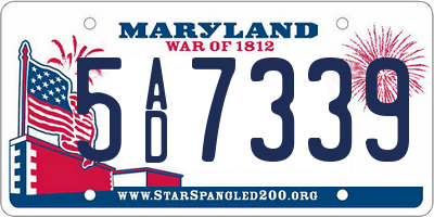 MD license plate 5AD7339
