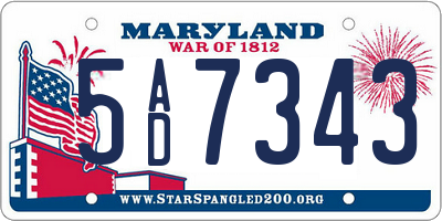MD license plate 5AD7343