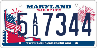MD license plate 5AD7344