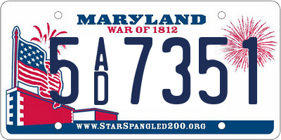 MD license plate 5AD7351