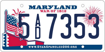 MD license plate 5AD7353