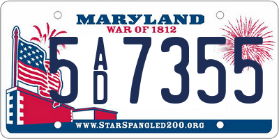 MD license plate 5AD7355