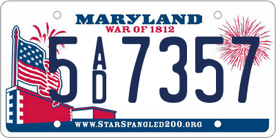 MD license plate 5AD7357