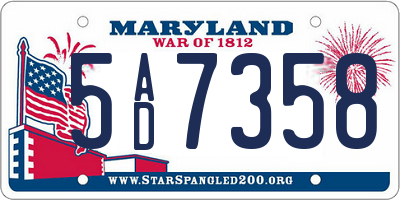 MD license plate 5AD7358