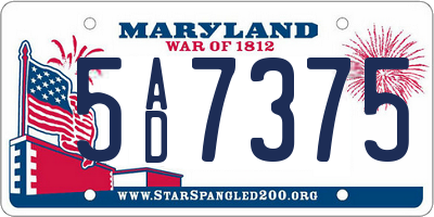 MD license plate 5AD7375