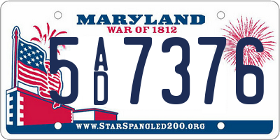 MD license plate 5AD7376