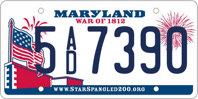 MD license plate 5AD7390