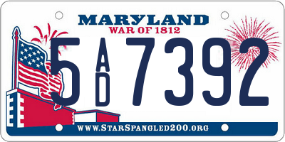 MD license plate 5AD7392
