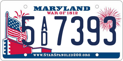MD license plate 5AD7393