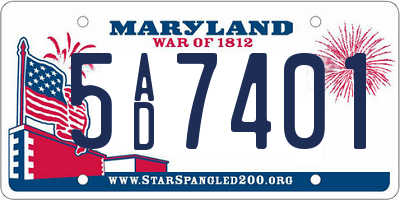 MD license plate 5AD7401