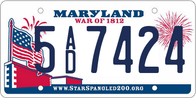 MD license plate 5AD7424