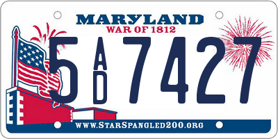 MD license plate 5AD7427