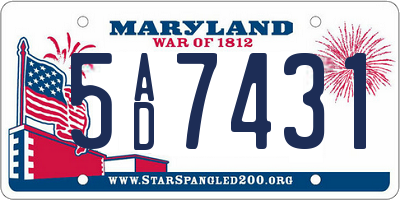 MD license plate 5AD7431