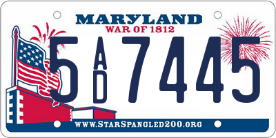 MD license plate 5AD7445