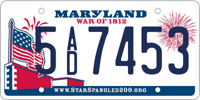 MD license plate 5AD7453