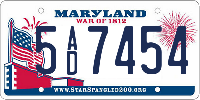 MD license plate 5AD7454
