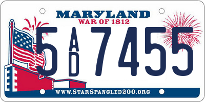 MD license plate 5AD7455