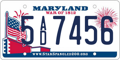 MD license plate 5AD7456