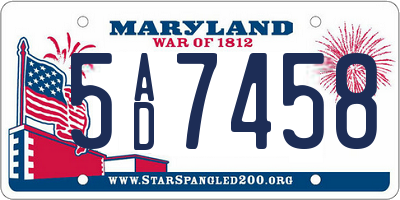 MD license plate 5AD7458