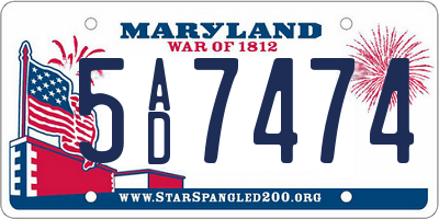 MD license plate 5AD7474