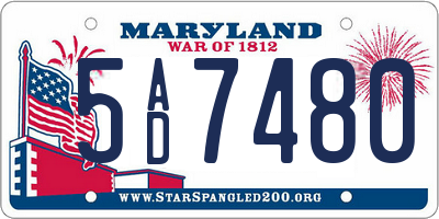 MD license plate 5AD7480