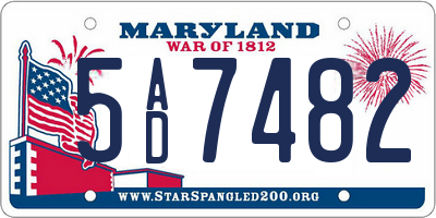 MD license plate 5AD7482