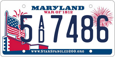 MD license plate 5AD7486