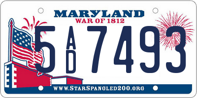 MD license plate 5AD7493